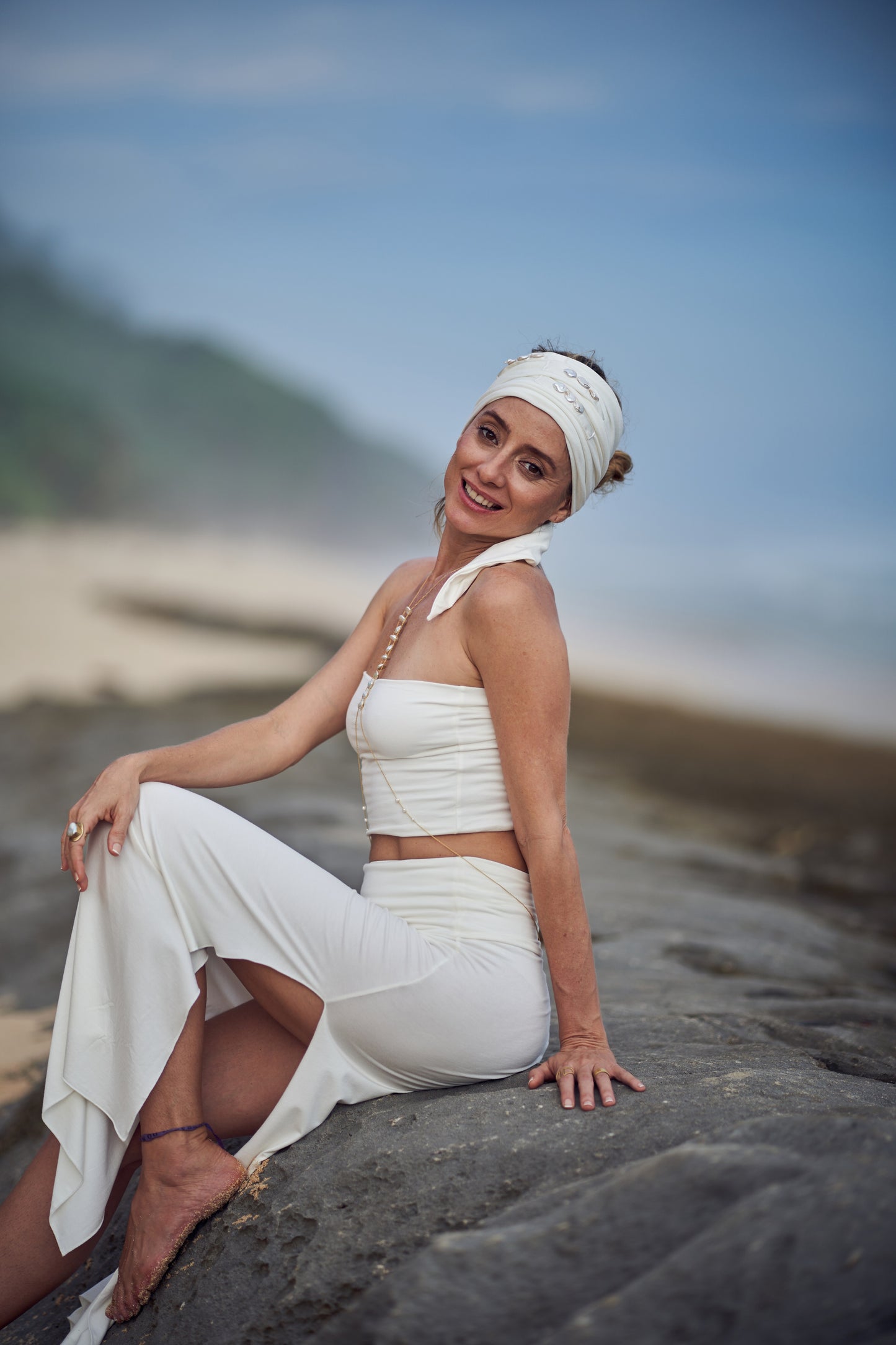 HEAD BAND SCARF ~  Sacred Pearl ~