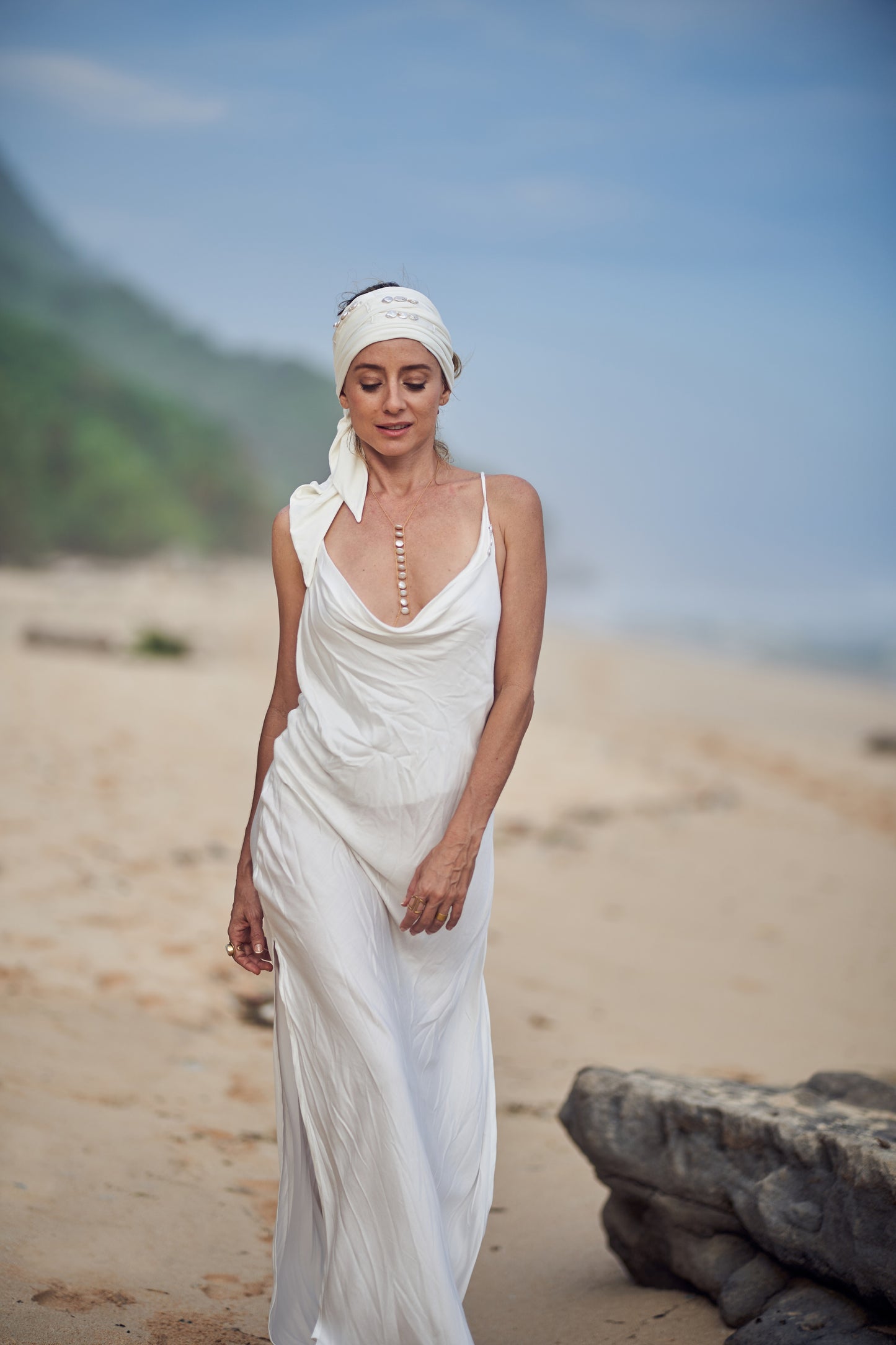 HEAD BAND SCARF ~  Sacred Pearl ~